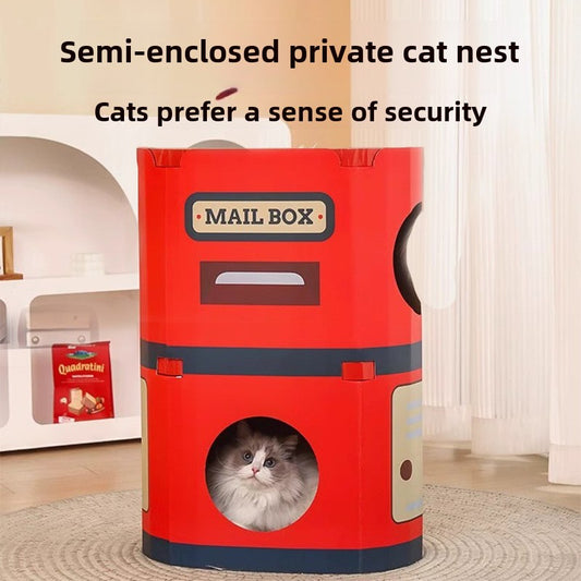 Oval Mailbox Scratching Post Cat Bed